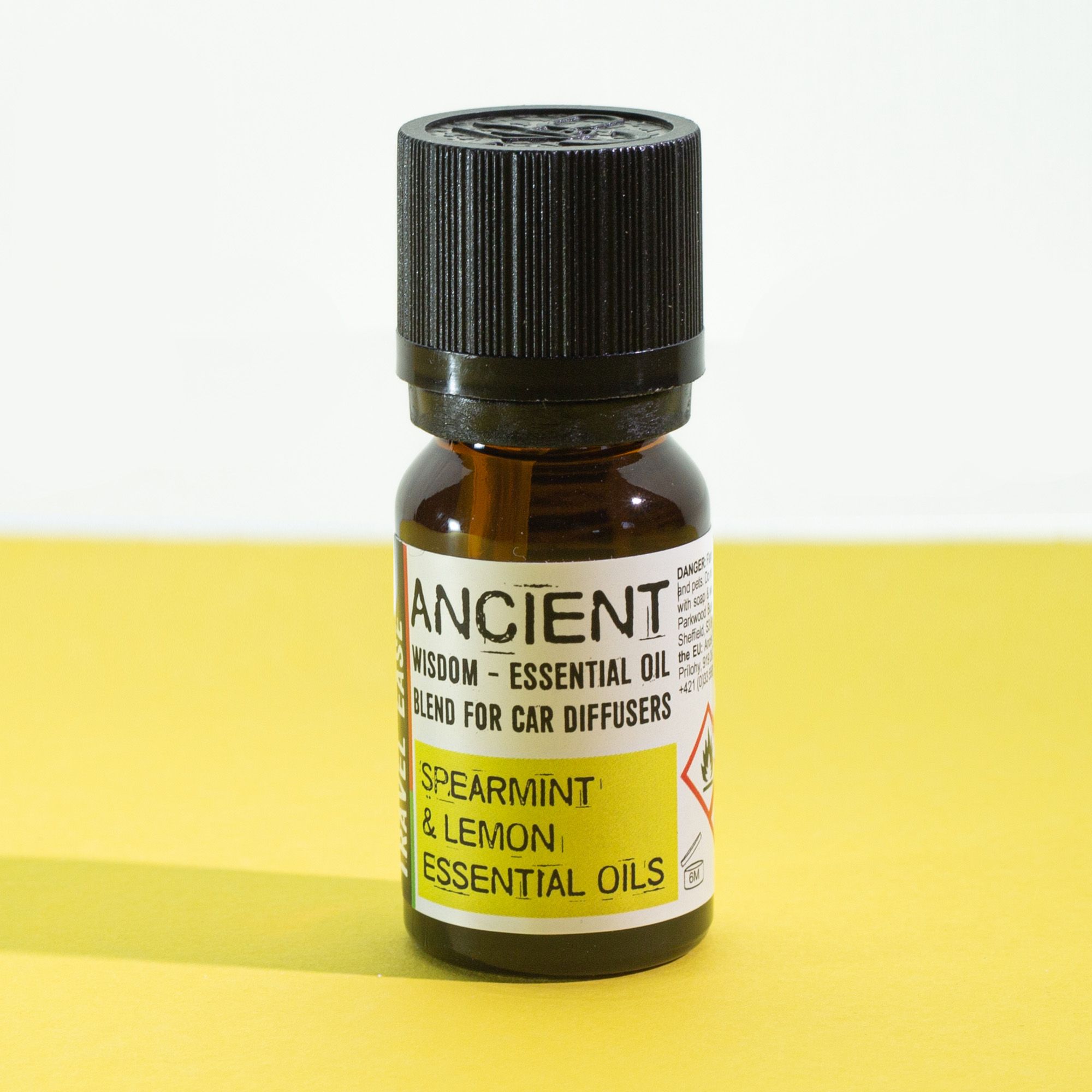 Frasco de aceite esencial para difusor de coche placer de viaje 10 ml junto a un difusor circular