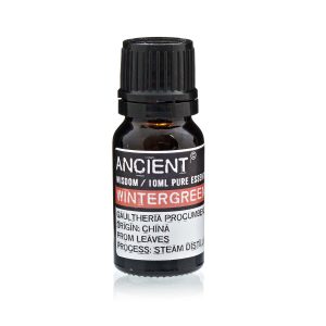 Frasco de aceite esencial de gaulteria 10 ml sobre fondo blanco