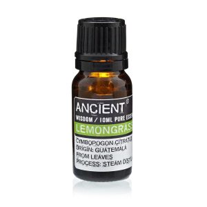 Frasco ámbar de aceite esencial de hierba limón de 10 ml con tapón negro