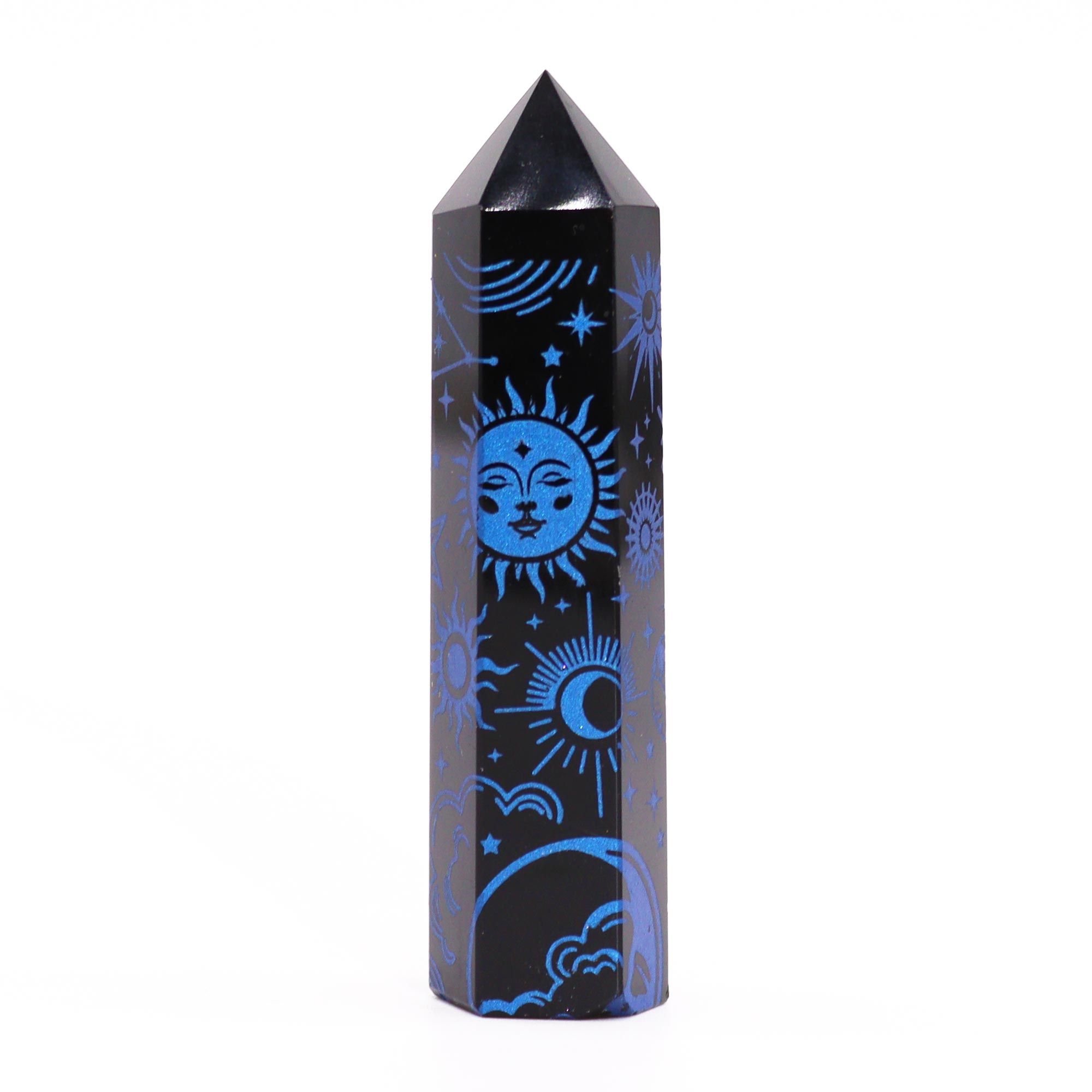 Puntas de Obsidiana Negra (aprox 60-70 gm 9cm) - Historia Mística - Azul Oscuro - Imagen 7