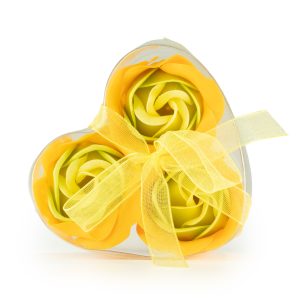Set de 3 flores de Jabón caja corazón - rosas primavera