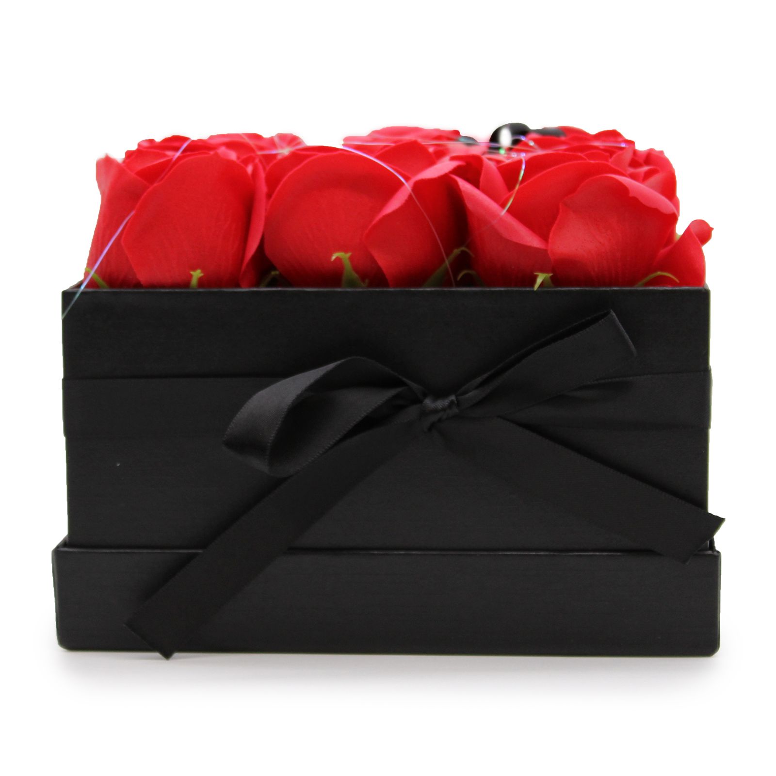 Caja de Regalo - Flor de Jabón 9 Rosas rojo - cuadrado - Imagen 4