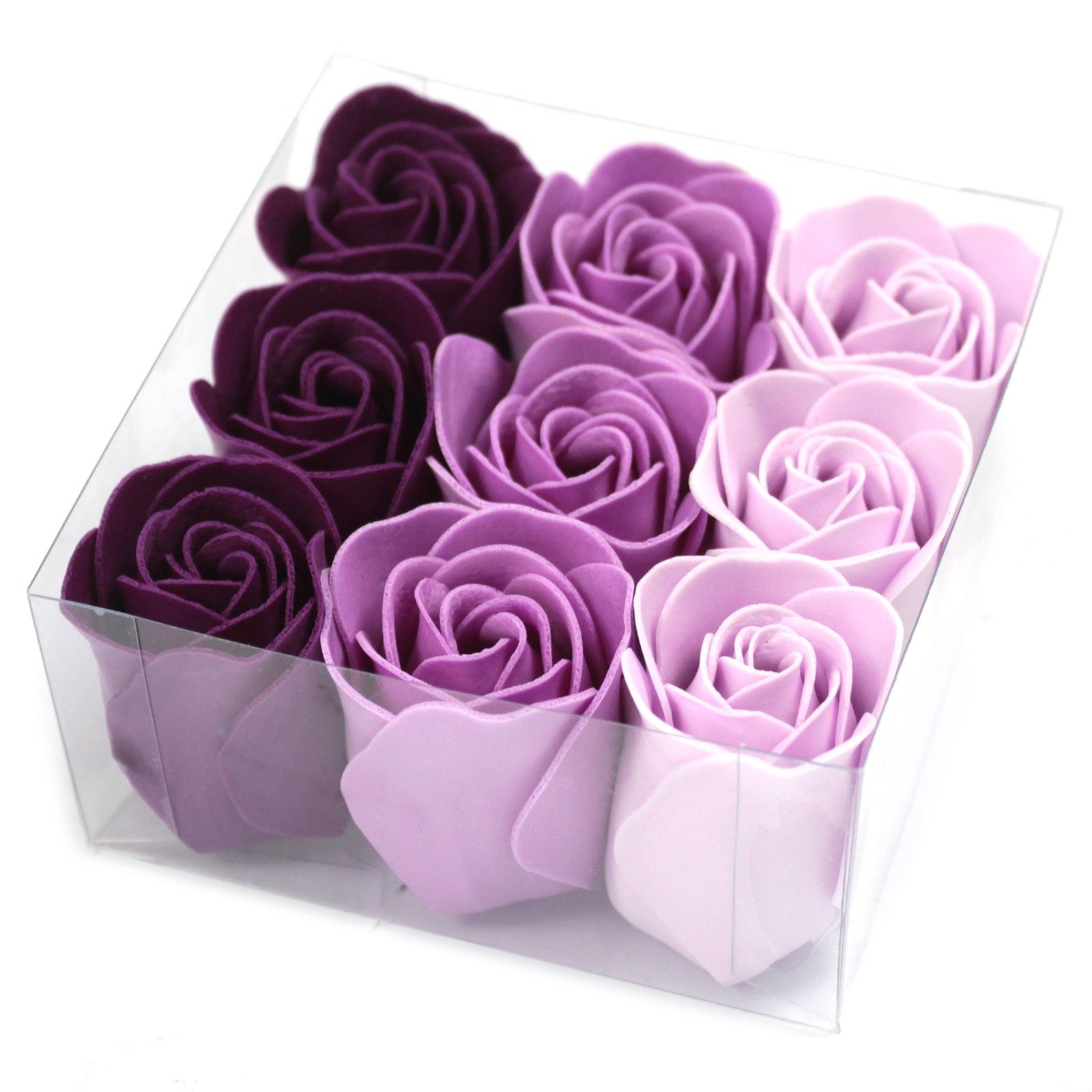 Set de 9 flores de Jabón - rosas lavanda - Imagen 2