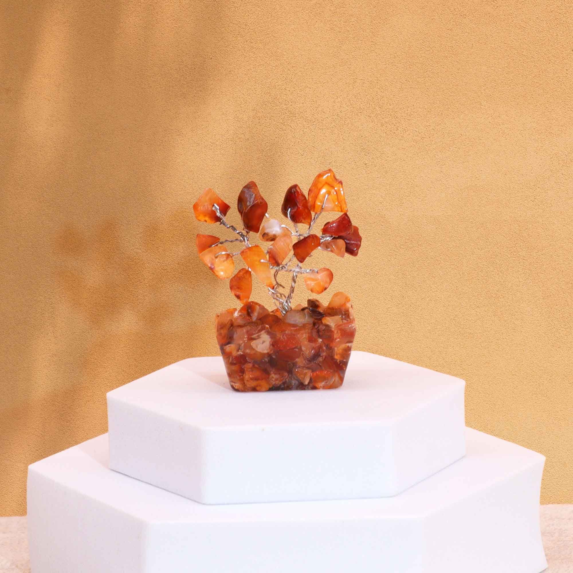 Mini árbol de piedras preciosas sobre base de orgonita - Cornalina (15 piedras) - Imagen 3