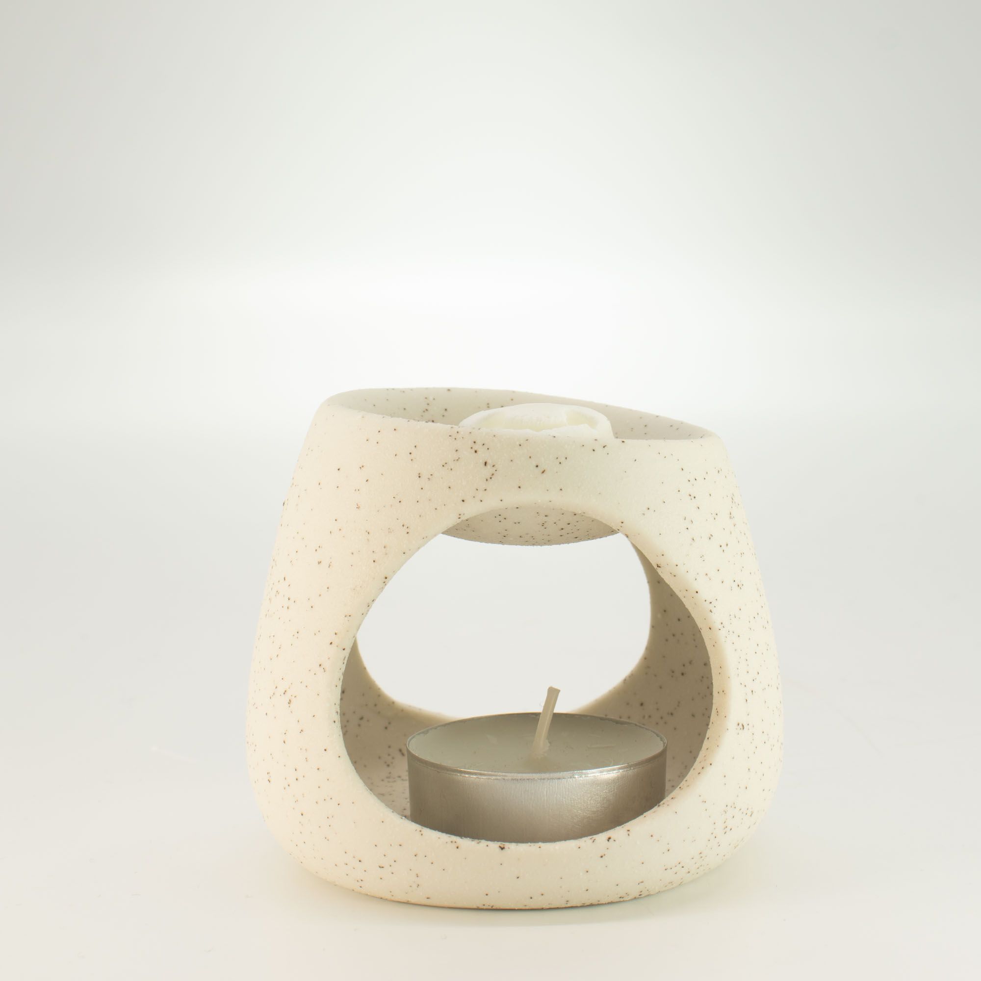 Quemador de aceite cerámico Zen - Guijarro redondo - Blanco roto moteado - Imagen 4