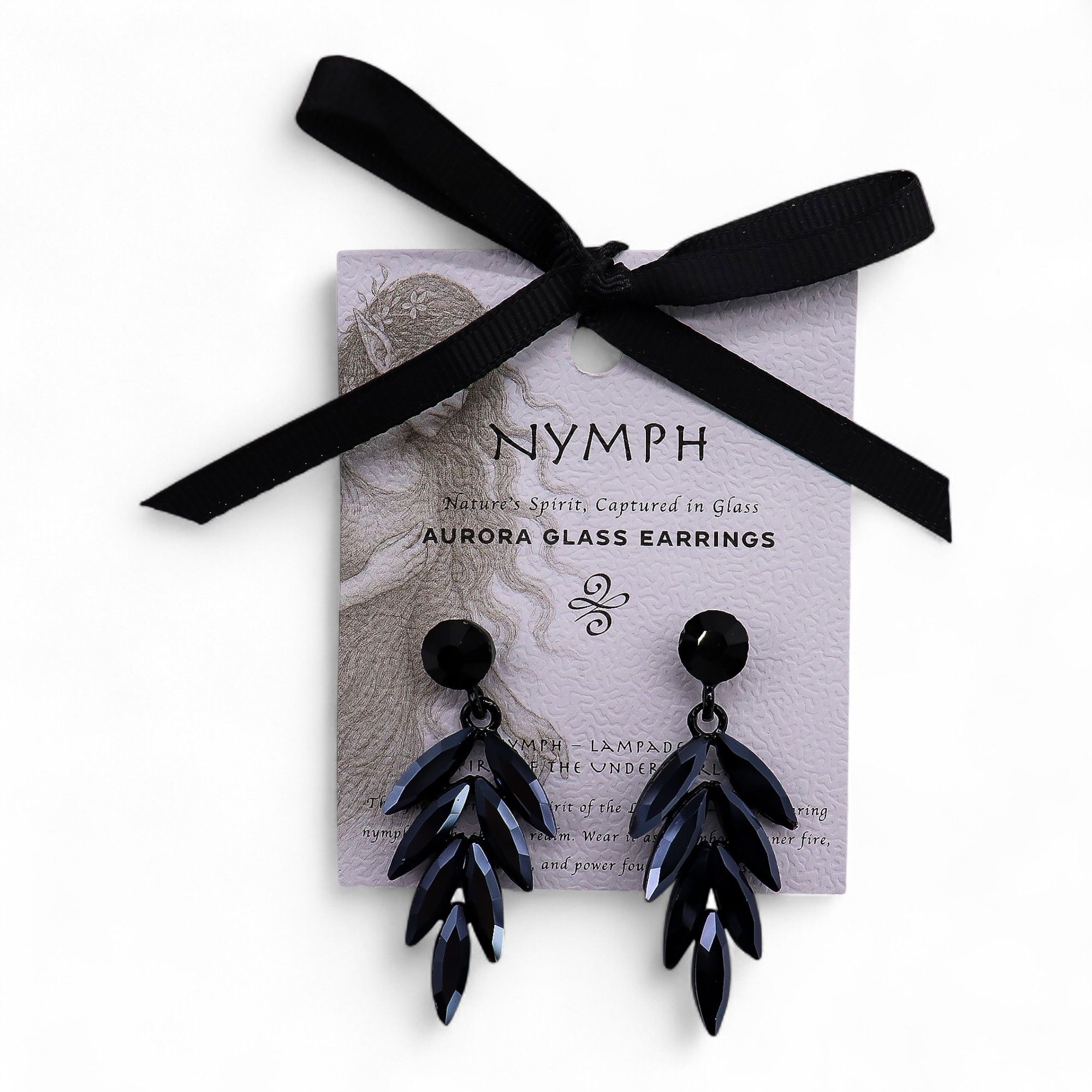 Pendientes de Cristal Vintage - Largo - Negro Azabache - Imagen 3