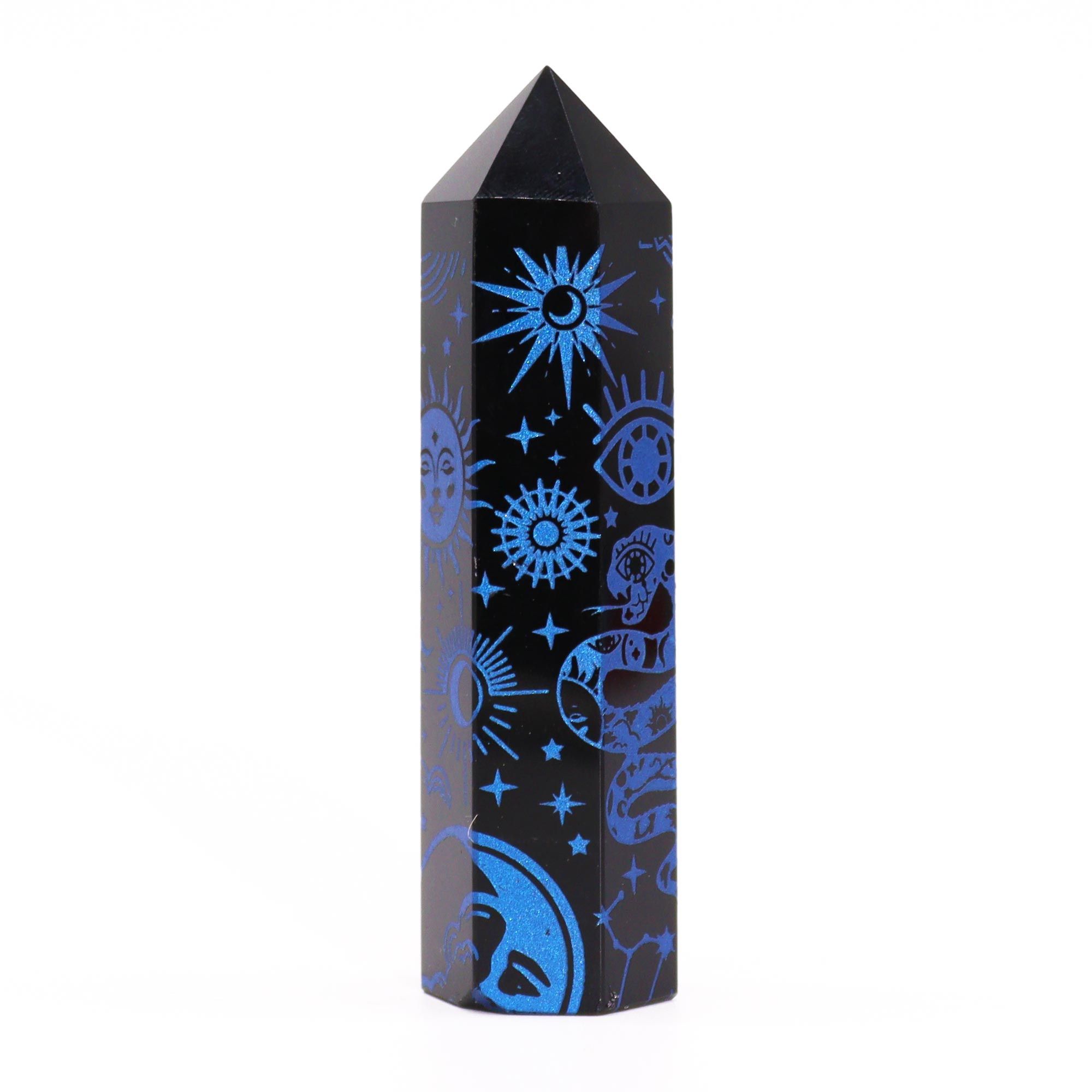 Puntas de Obsidiana Negra (aprox 60-70 gm 9cm) - Historia Mística - Azul Oscuro - Imagen 8