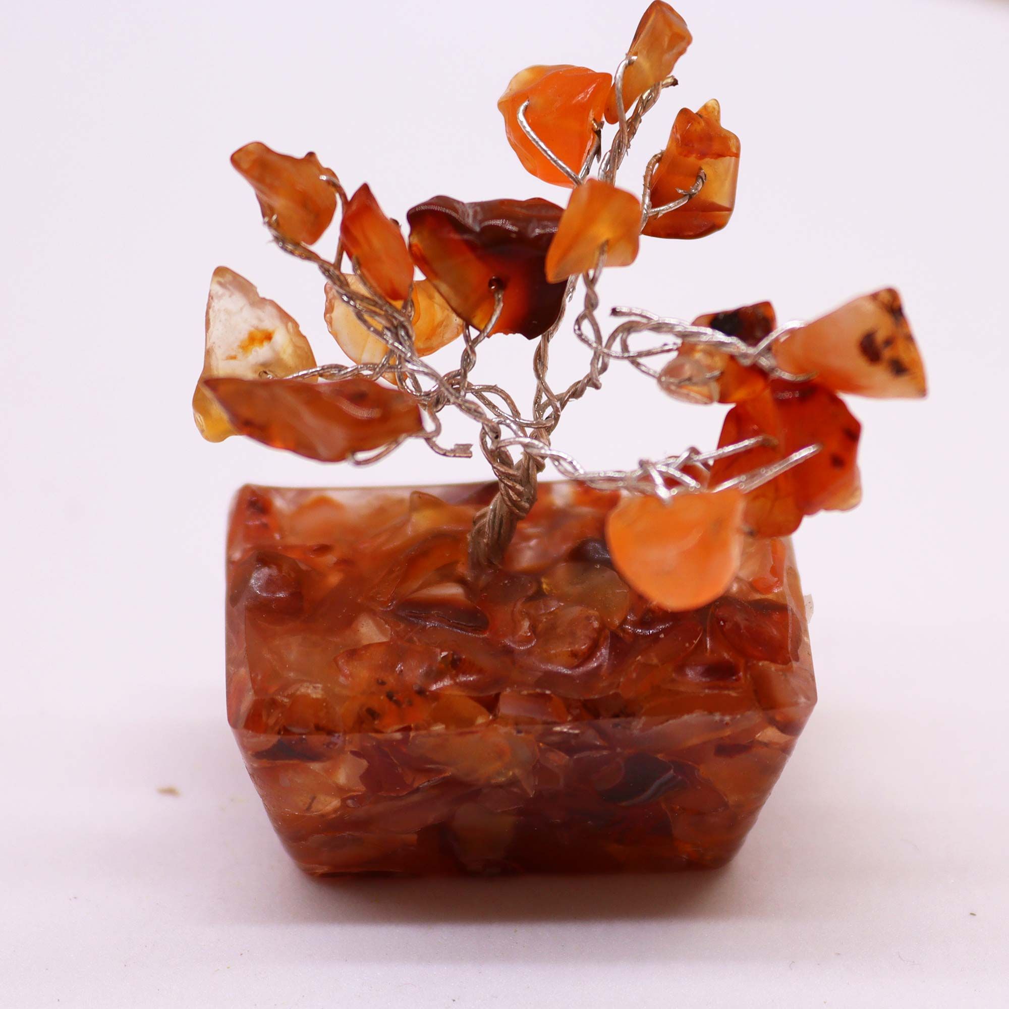 Mini árbol de piedras preciosas sobre base de orgonita - Cornalina (15 piedras) - Imagen 4
