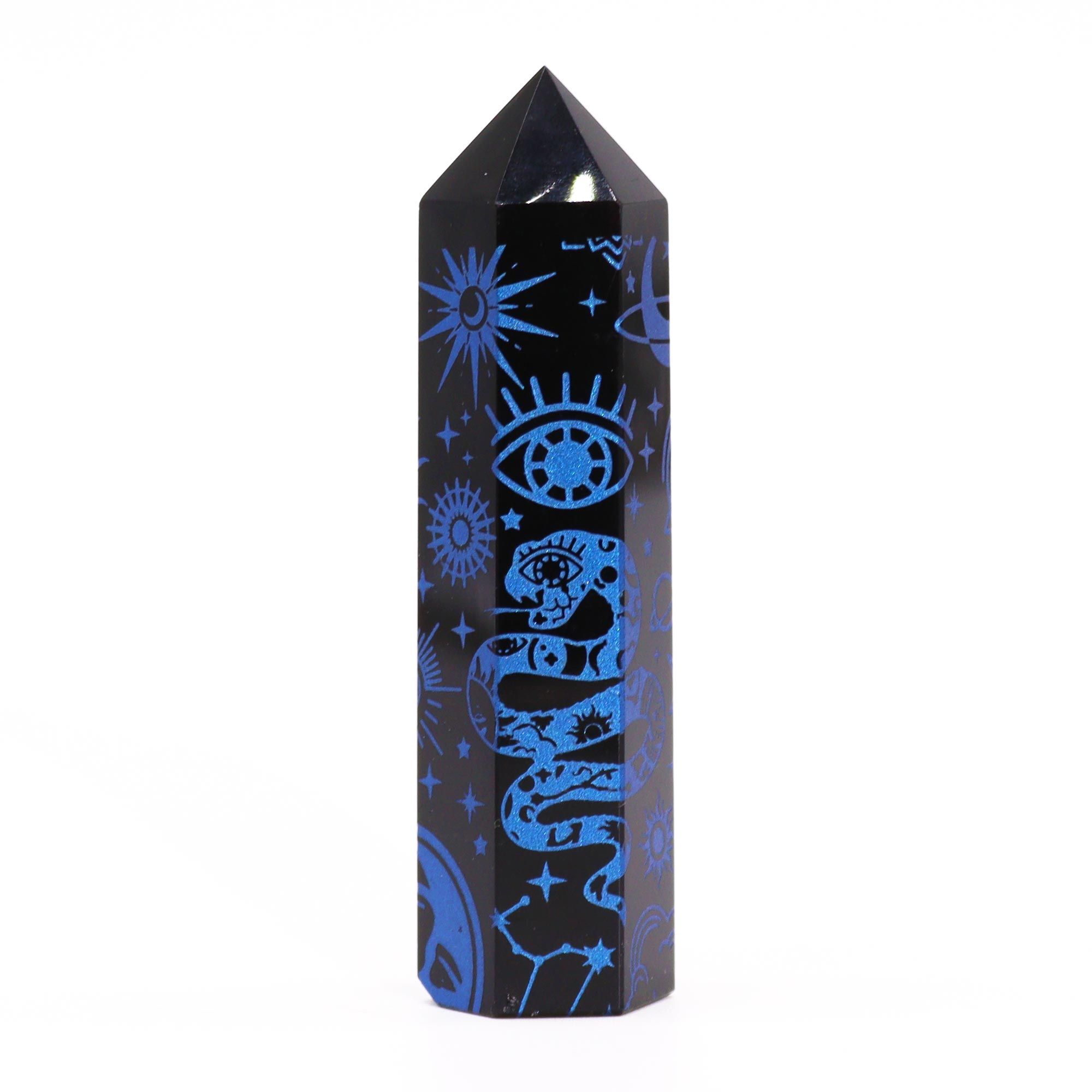 Puntas de Obsidiana Negra (aprox 60-70 gm 9cm) - Historia Mística - Azul Oscuro - Imagen 6