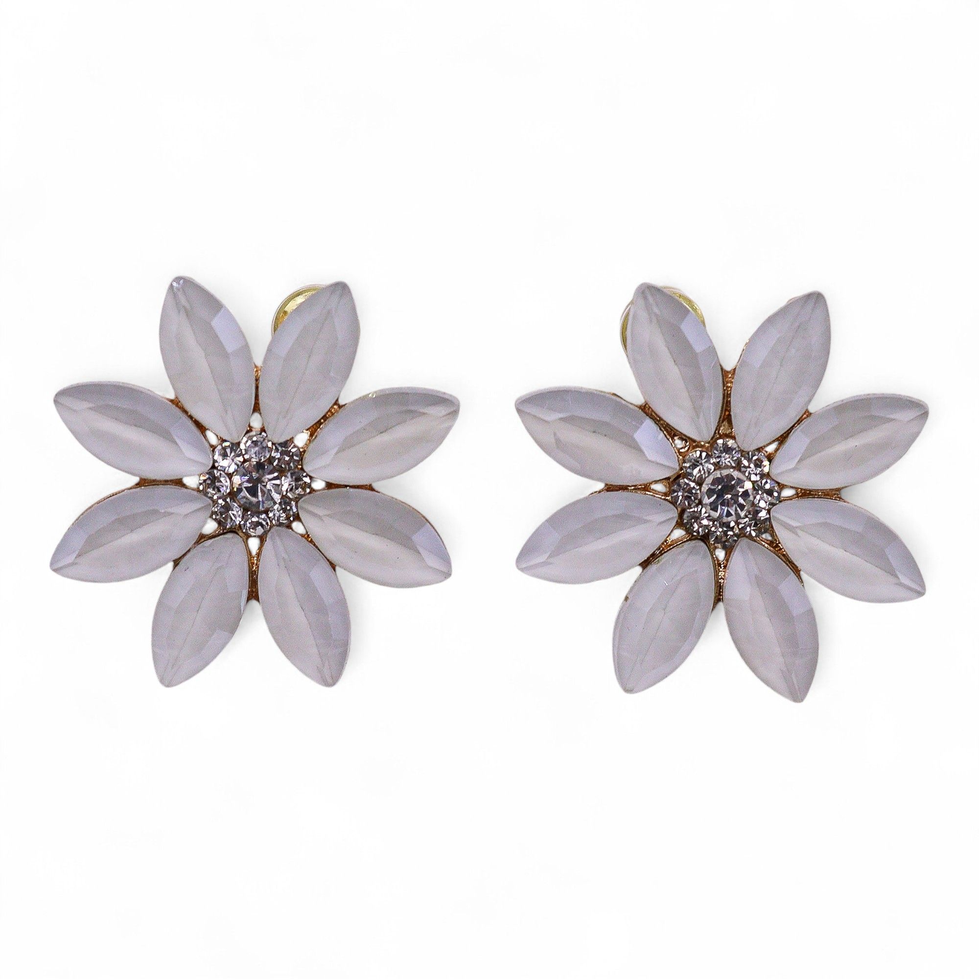 Pendientes de Cristal Vintage - Flores - Perla