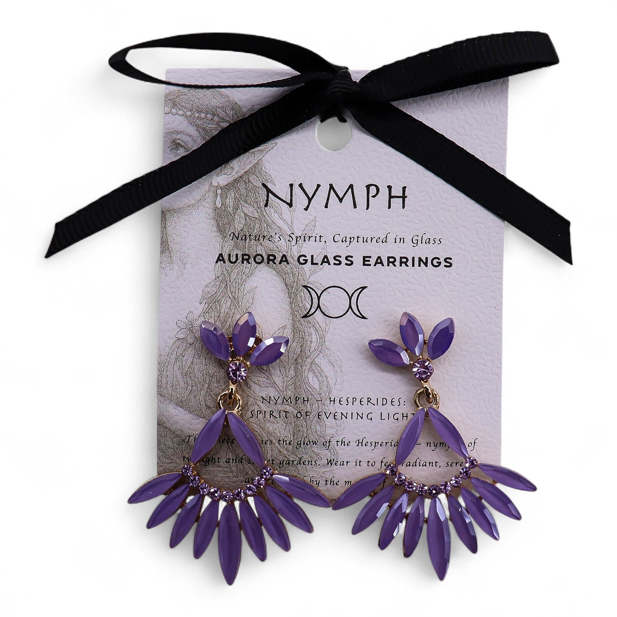 Pendientes de Cristal Vintage - Largo - Lavanda - Imagen 3