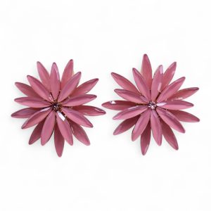 Pendientes de Cristal Vintage - Flores - Cuarzo Rosa