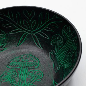 Cuenco tibetano de aluminio - hongo mágico - verde (20cm)