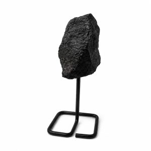 Muestra mineral en soporte metálico - Turmalina negra
