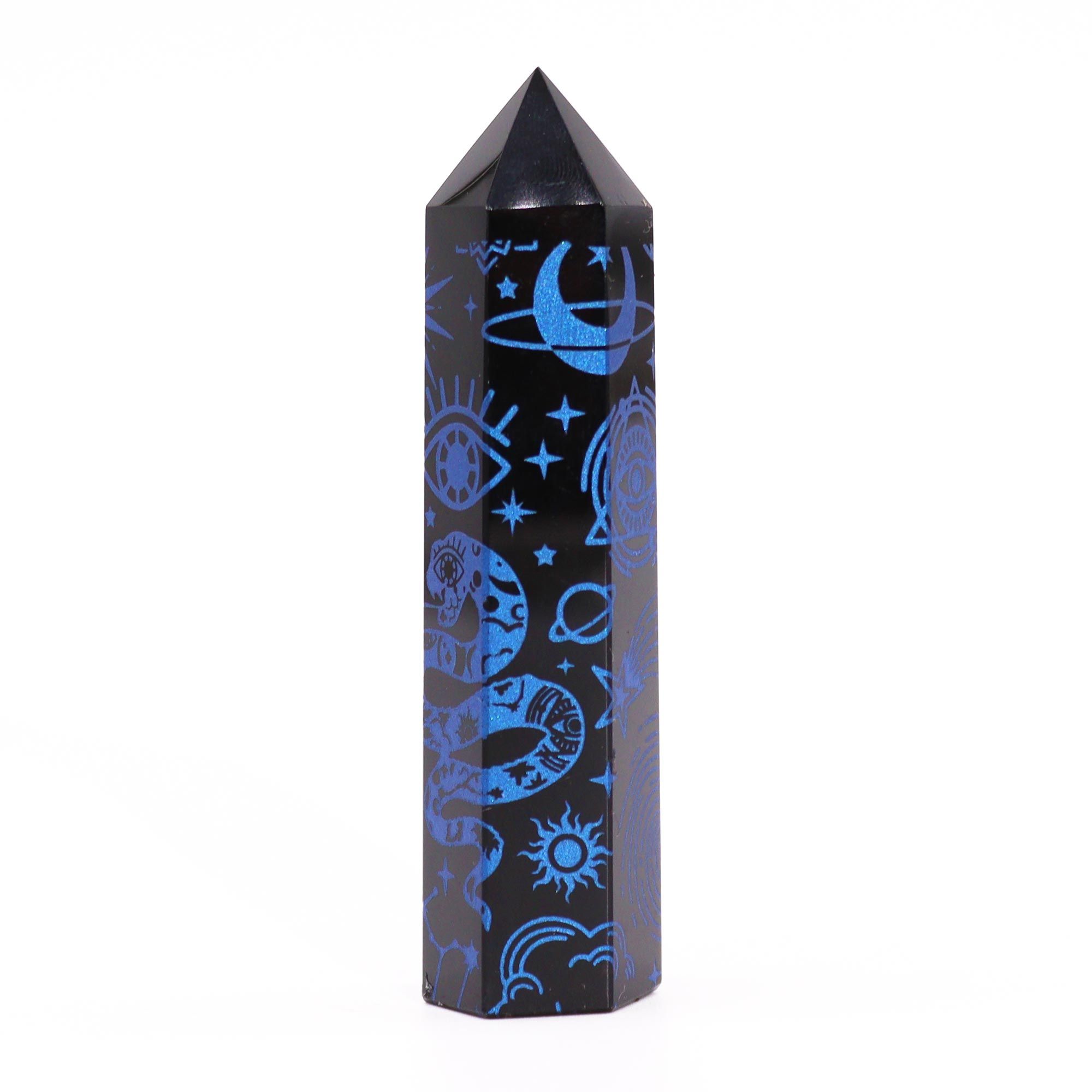 Puntas de Obsidiana Negra (aprox 60-70 gm 9cm) - Historia Mística - Azul Oscuro - Imagen 5