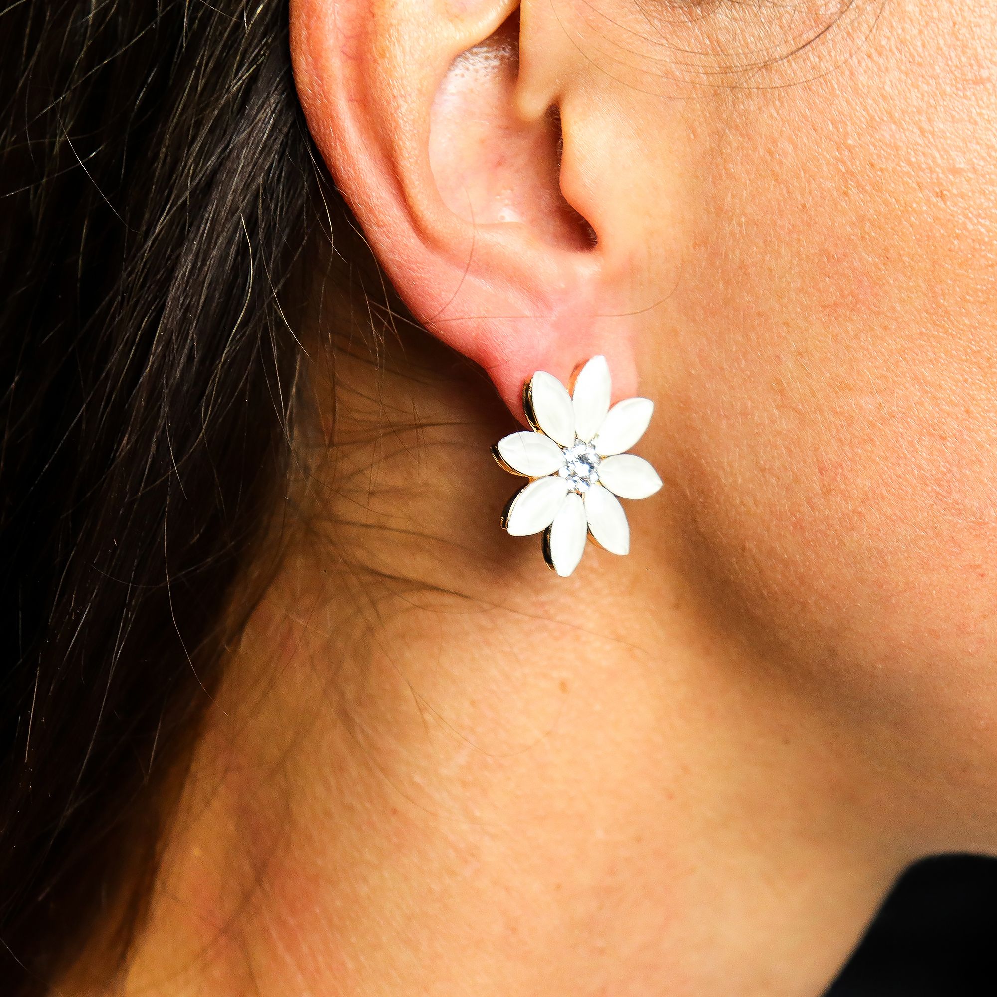 Pendientes de Cristal Vintage - Flores - Perla - Imagen 2
