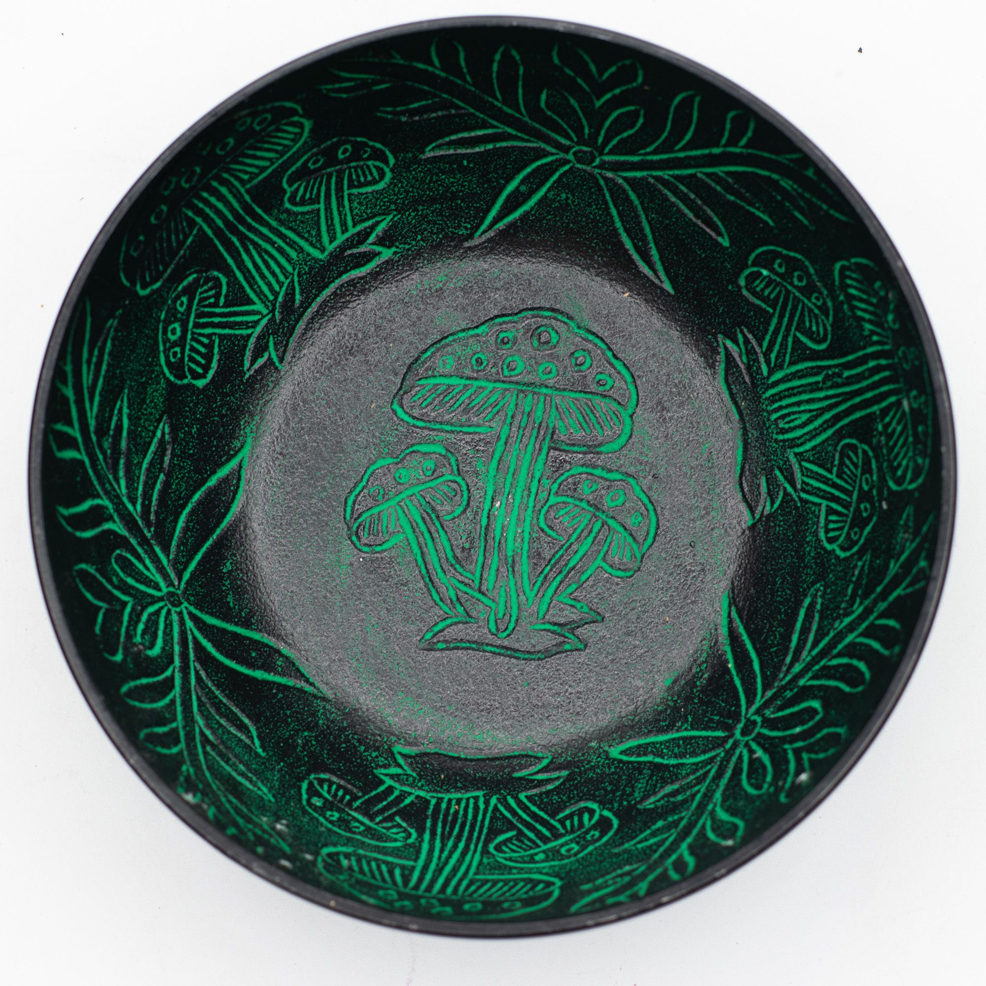 Cuenco tibetano de aluminio - hongo mágico - verde (20cm) - Imagen 2