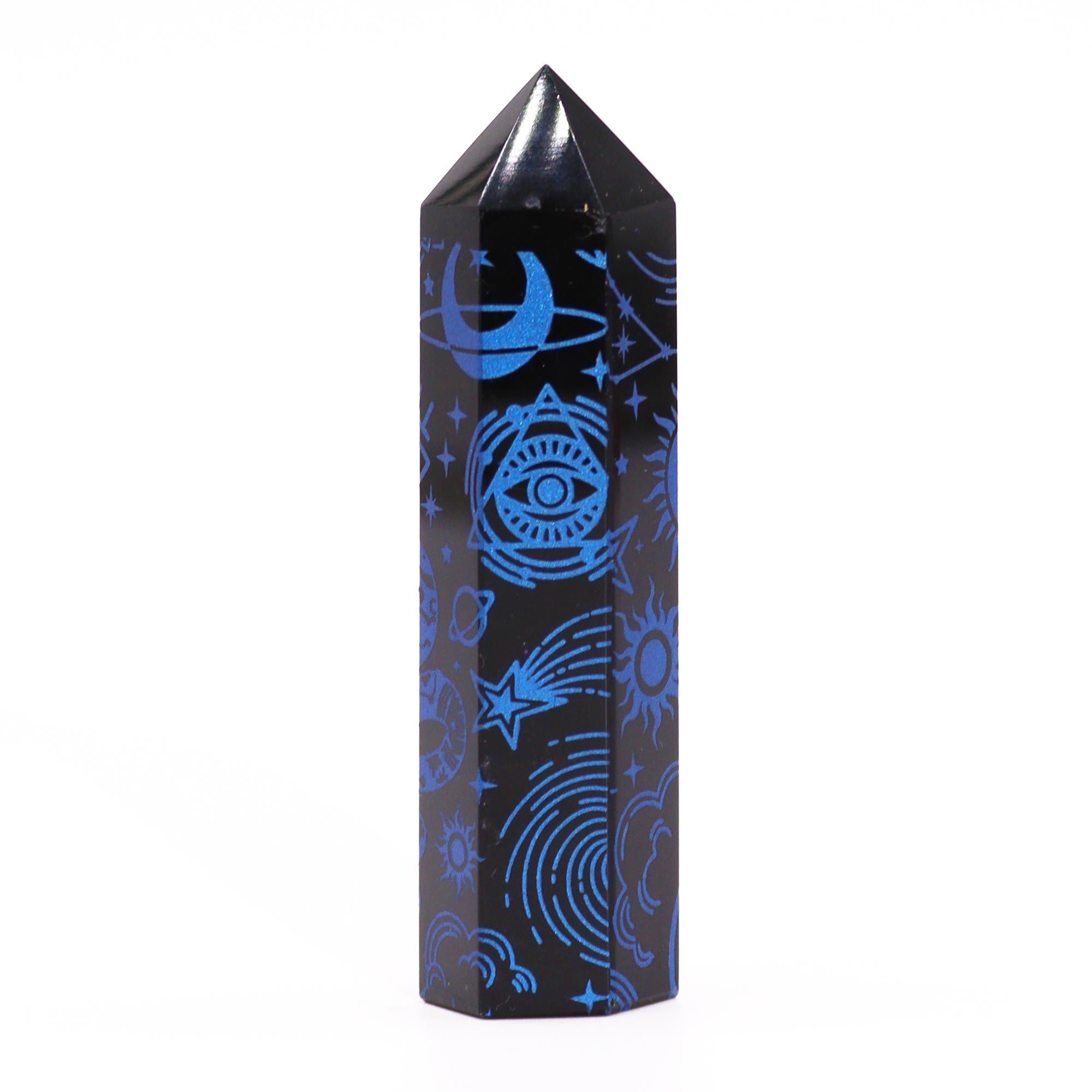 Puntas de Obsidiana Negra (aprox 60-70 gm 9cm) - Historia Mística - Azul Oscuro - Imagen 4
