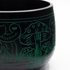 Cuenco tibetano de caldero - Hongo mágico - Verde (15cm)