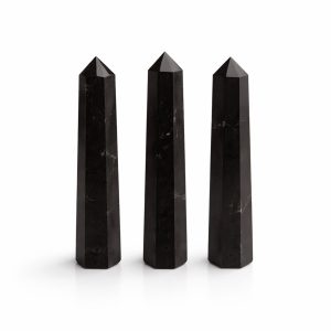 Punta obelisco de seis caras de piedra preciosa, aprox. 11 cm - Turmalina negra