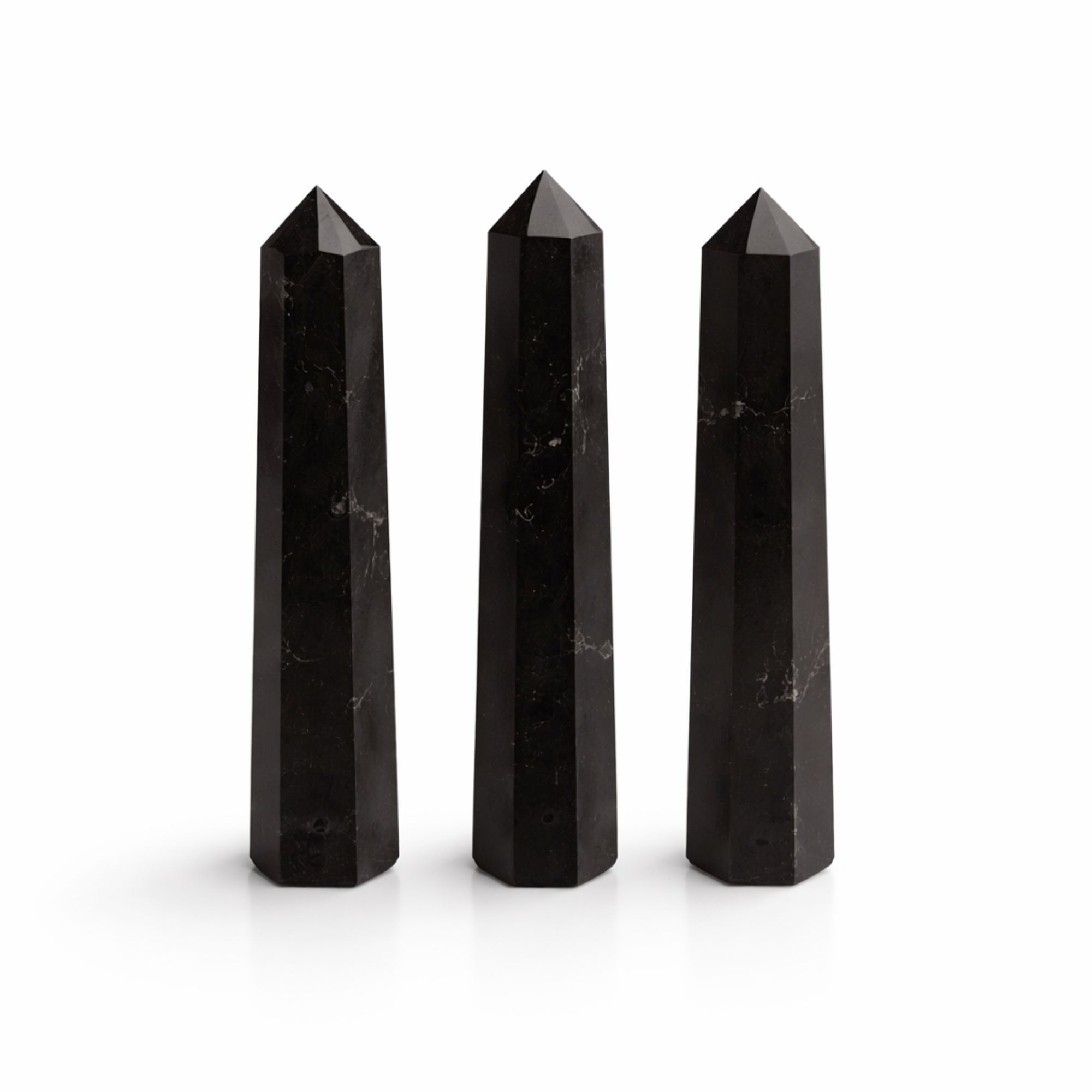 Punta obelisco de seis caras de piedra preciosa, aprox. 11 cm - Turmalina negra
