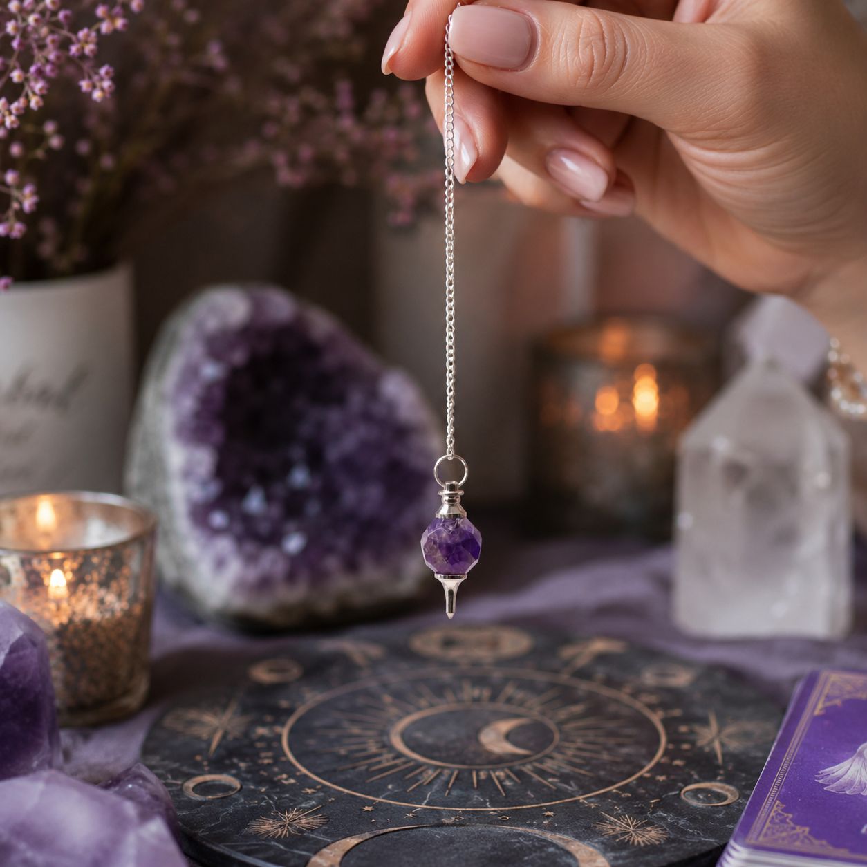 Facted Gemstone Pendulum - Amethyst - Imagen 2