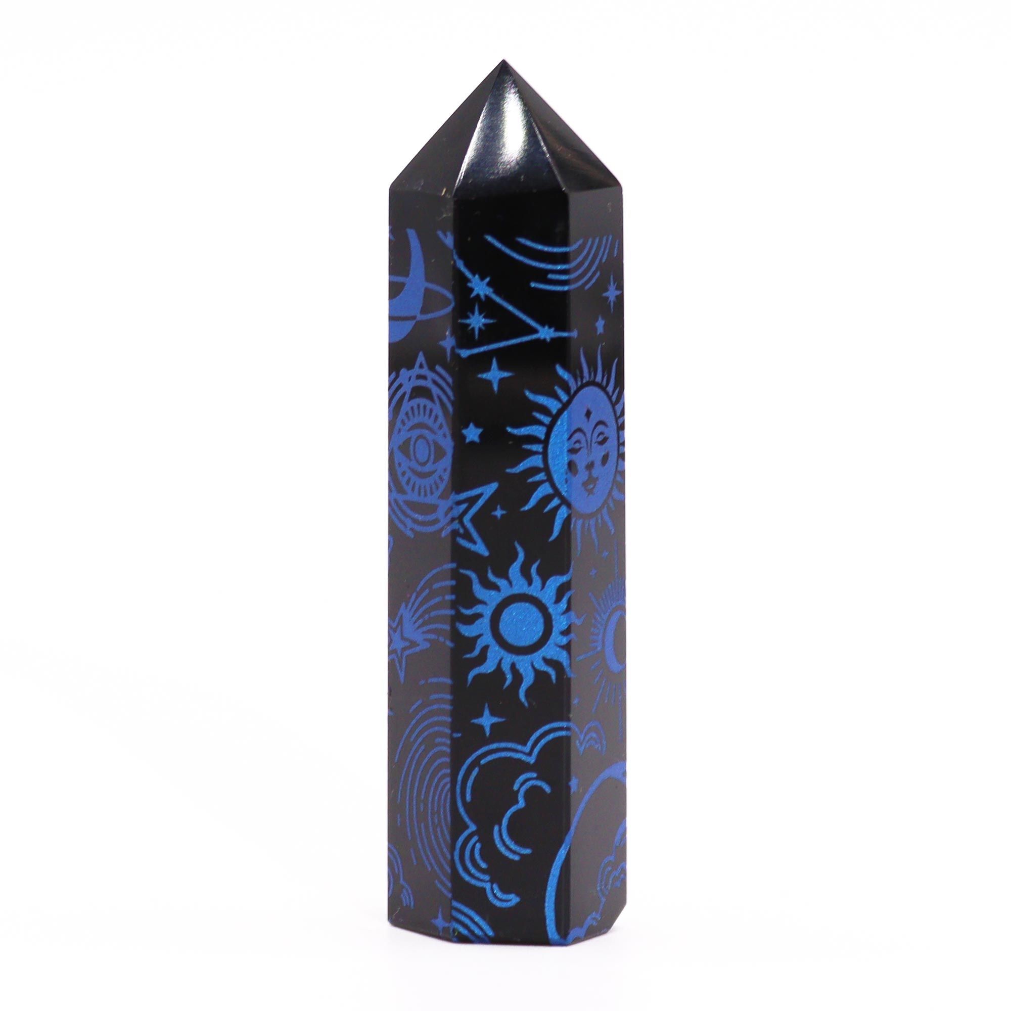 Puntas de Obsidiana Negra (aprox 60-70 gm 9cm) - Historia Mística - Azul Oscuro - Imagen 2