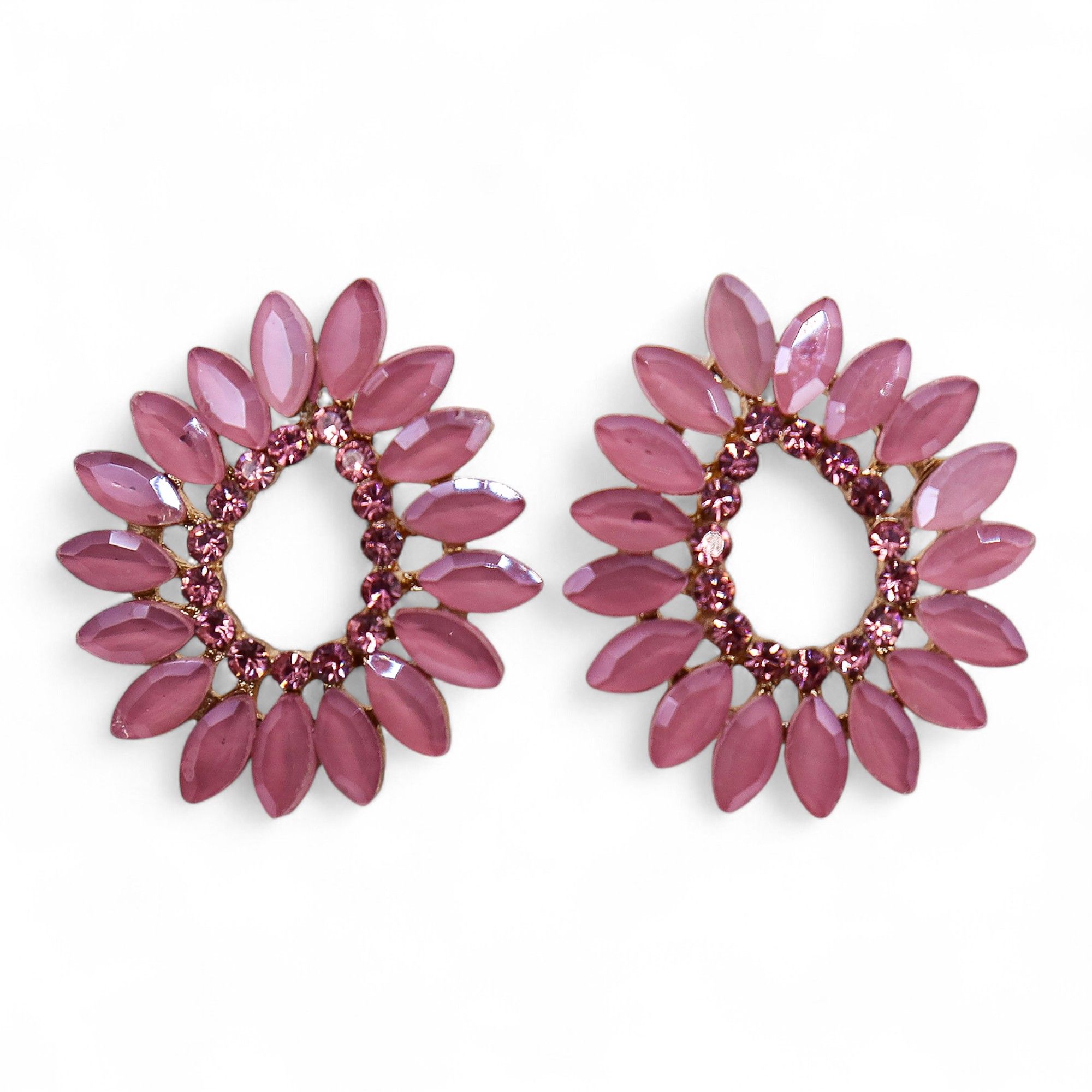 Pendientes de Cristal Vintage - Aro - Cuarzo Rosa - Imagen 2