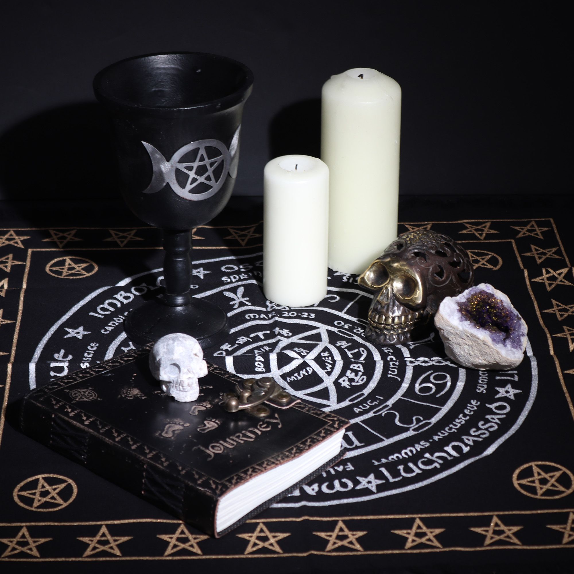 Mantel de altar esotérico con flecos - Vida Muerte Renacimiento - Imagen 2