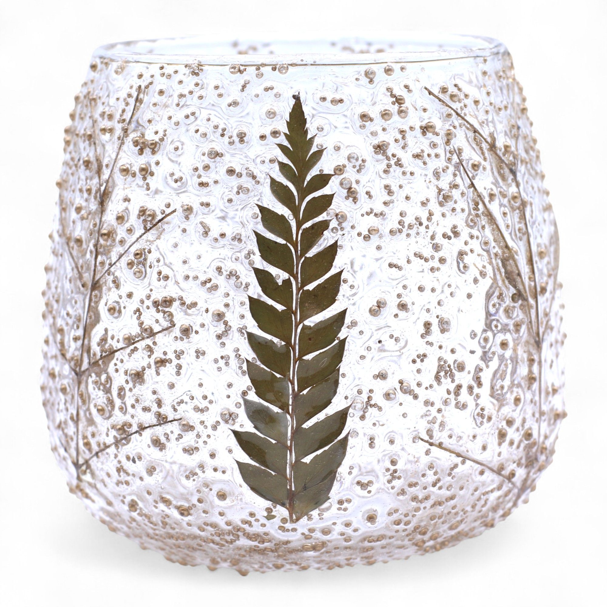 Portavelas recto de Vidrio floral natural - Pino (10x9cm) - Imagen 3