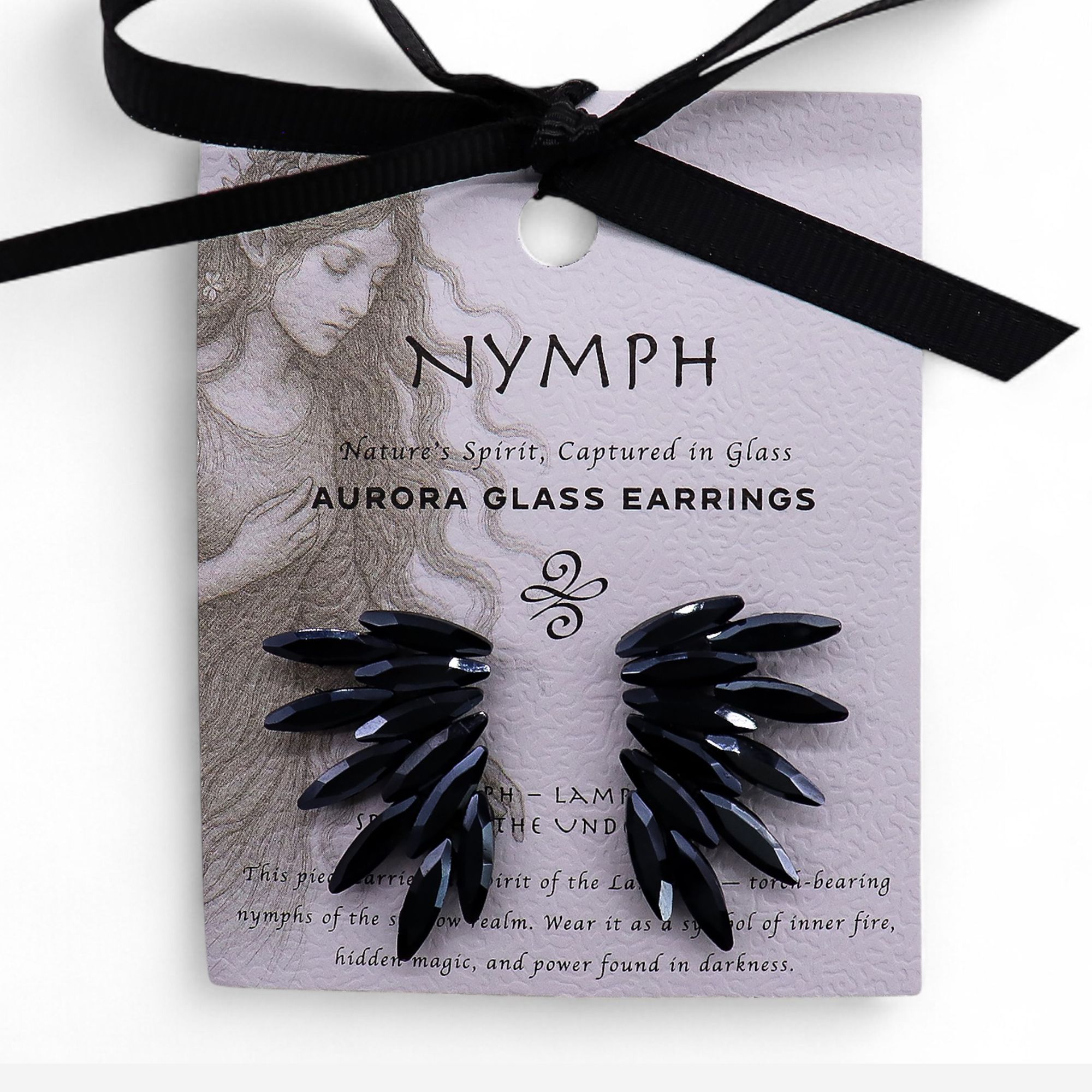 Pendientes de Cristal Vintage - Hadas - Negro Azabache