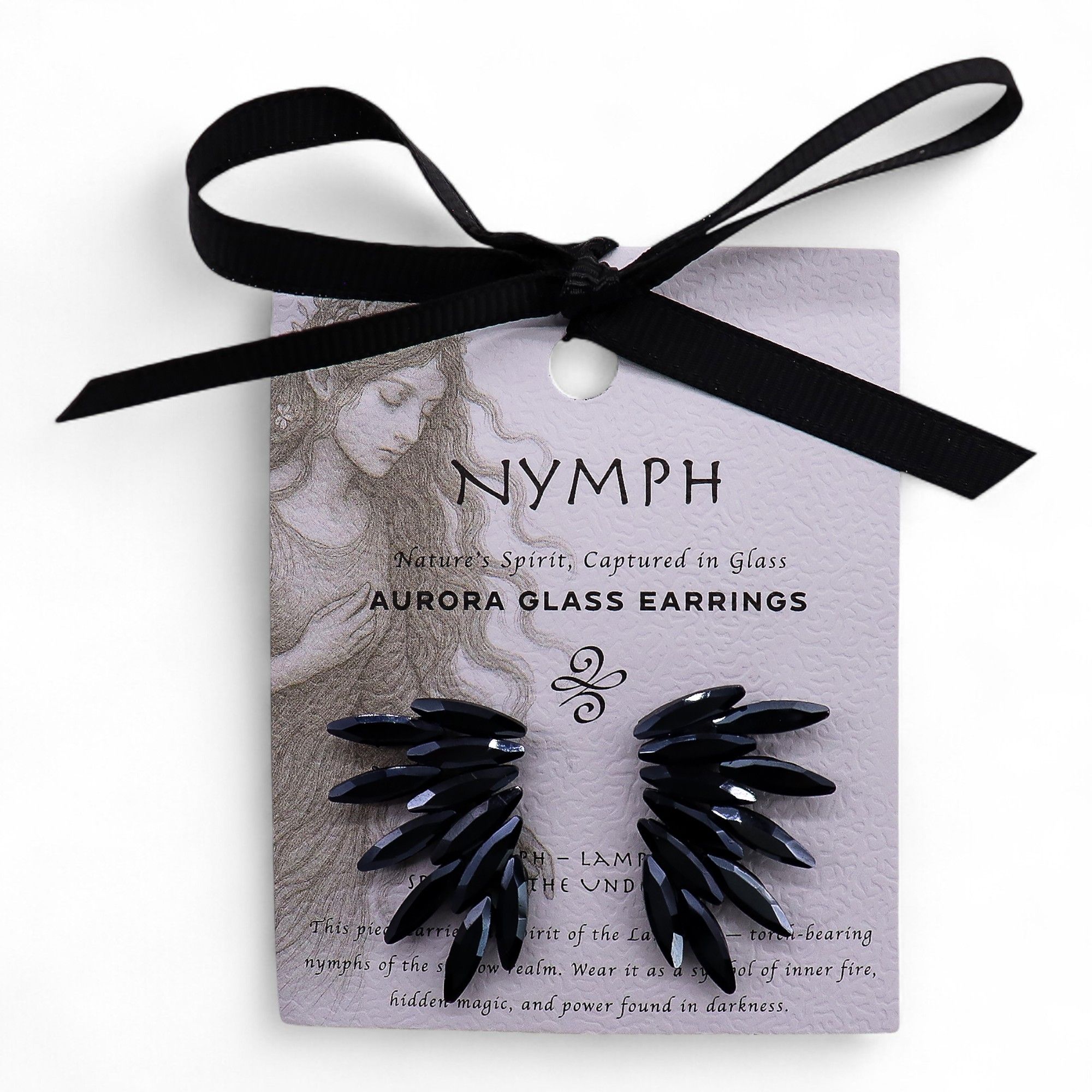 Pendientes de Cristal Vintage - Hadas - Negro Azabache - Imagen 3