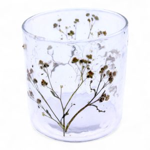 Portavelas recto de Vidrio floral natural - Margarita - (8x8 cm)