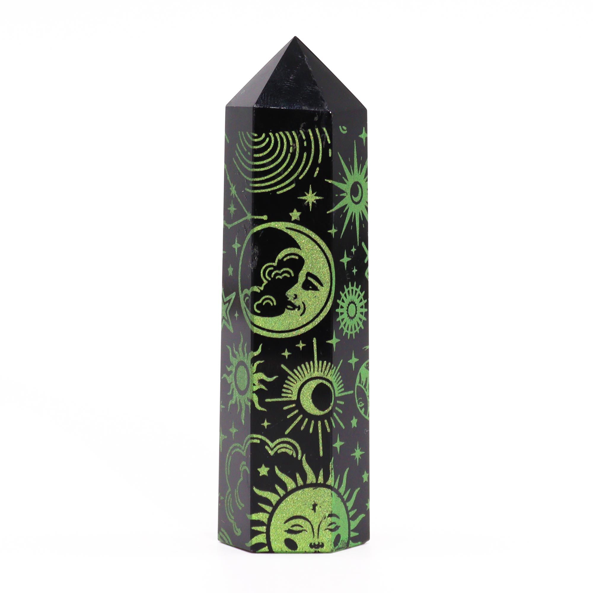 Puntas de Obsidiana Negra (aprox 60-70 gm 9cm) - Historia Mística - Verde - Imagen 6