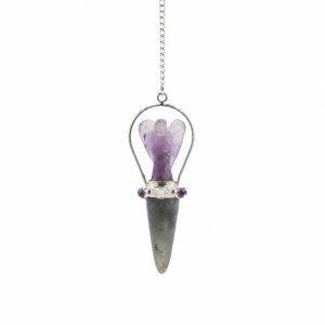 Veilwalker - Péndulo de ángel de dos piezas - Pulsera de chakras - Labradorita y amatista