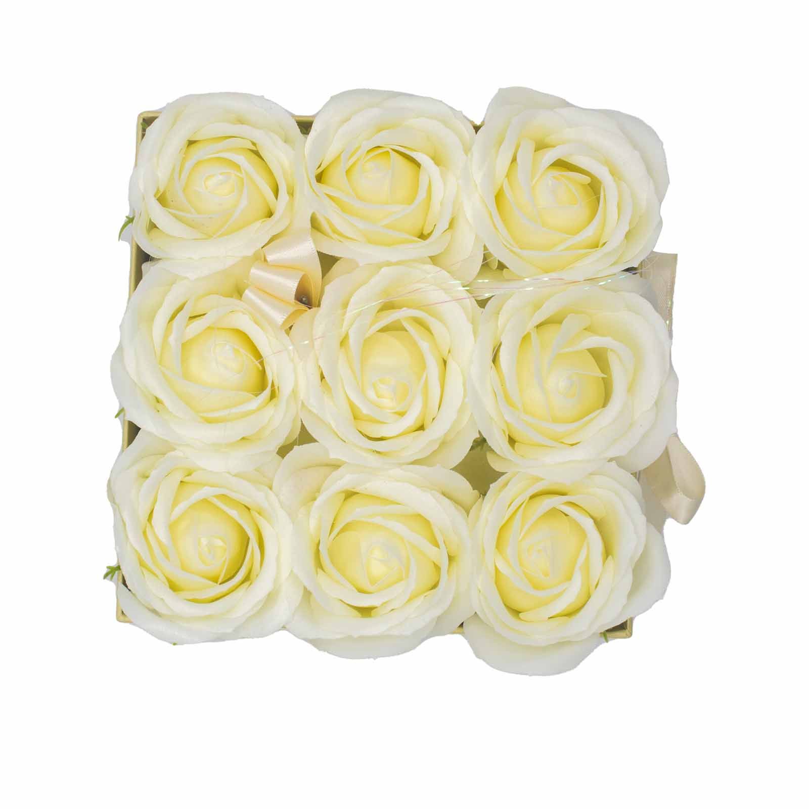 Caja de Regalo - Flor de Jabón 9 Rosas Crema - cuadrado - Imagen 9