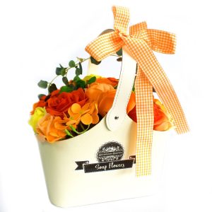 Cesta ramo de flores jabón - naranja