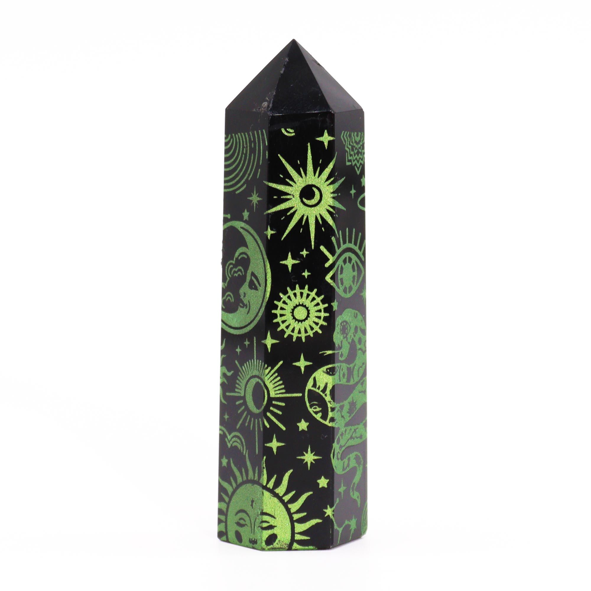 Puntas de Obsidiana Negra (aprox 60-70 gm 9cm) - Historia Mística - Verde - Imagen 8