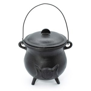 Extragrande Caldero de hierro fundido con Triple Luna 23x18 cm (al menos 4 kg)