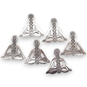 Porta-incienso Yoga Siete Chakras de Aluminio Pulido 12x12cm