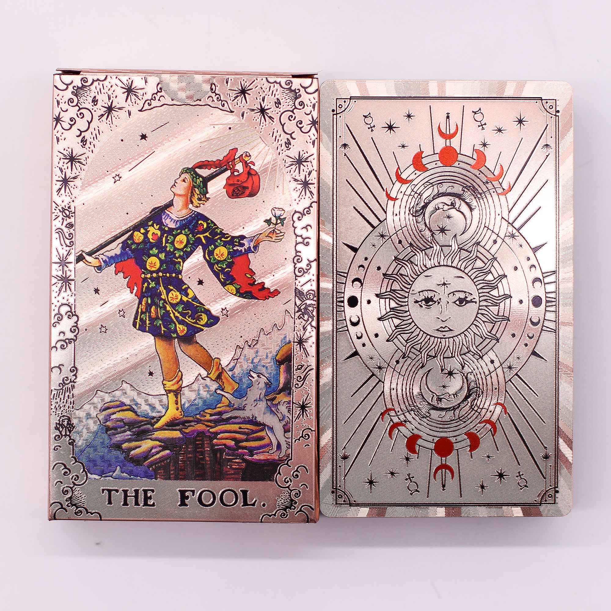 Set de cartas de Tarot con foil en oro rosa - Fase lunar - con folleto - Imagen 8