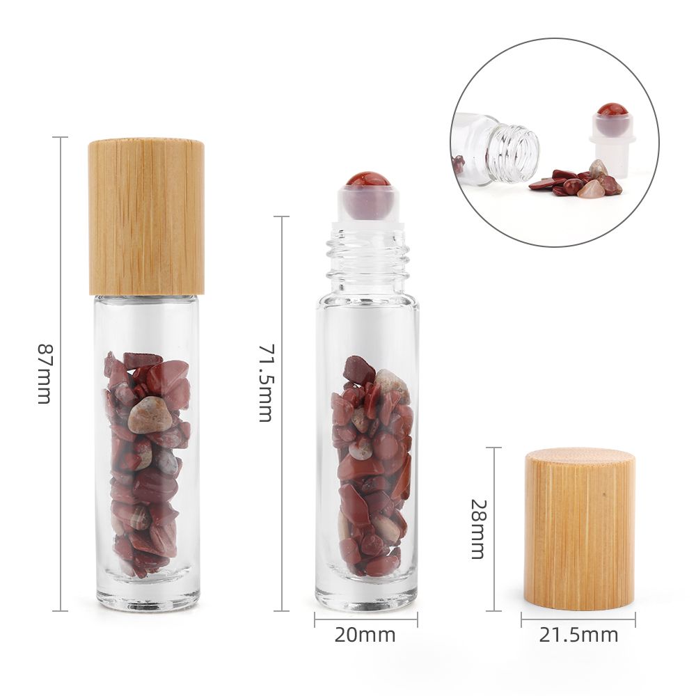 Botella de rodillo de aceite esencial de piedras preciosas - Jaspe rojo - Tapa de madera - Imagen 3