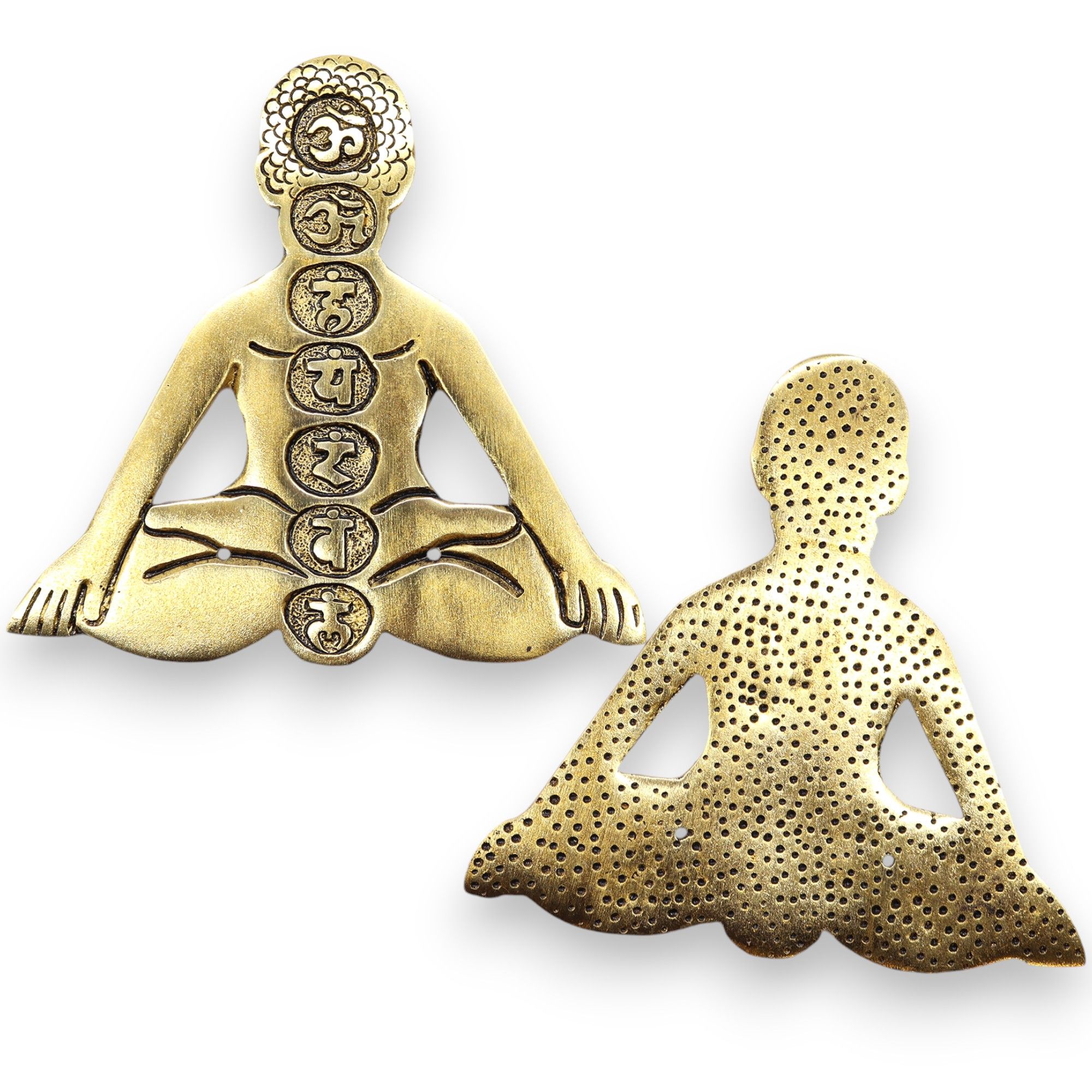 Porta Incienso Yoga Siete Chakras Aluminio Dorado 12x12cm - Imagen 4