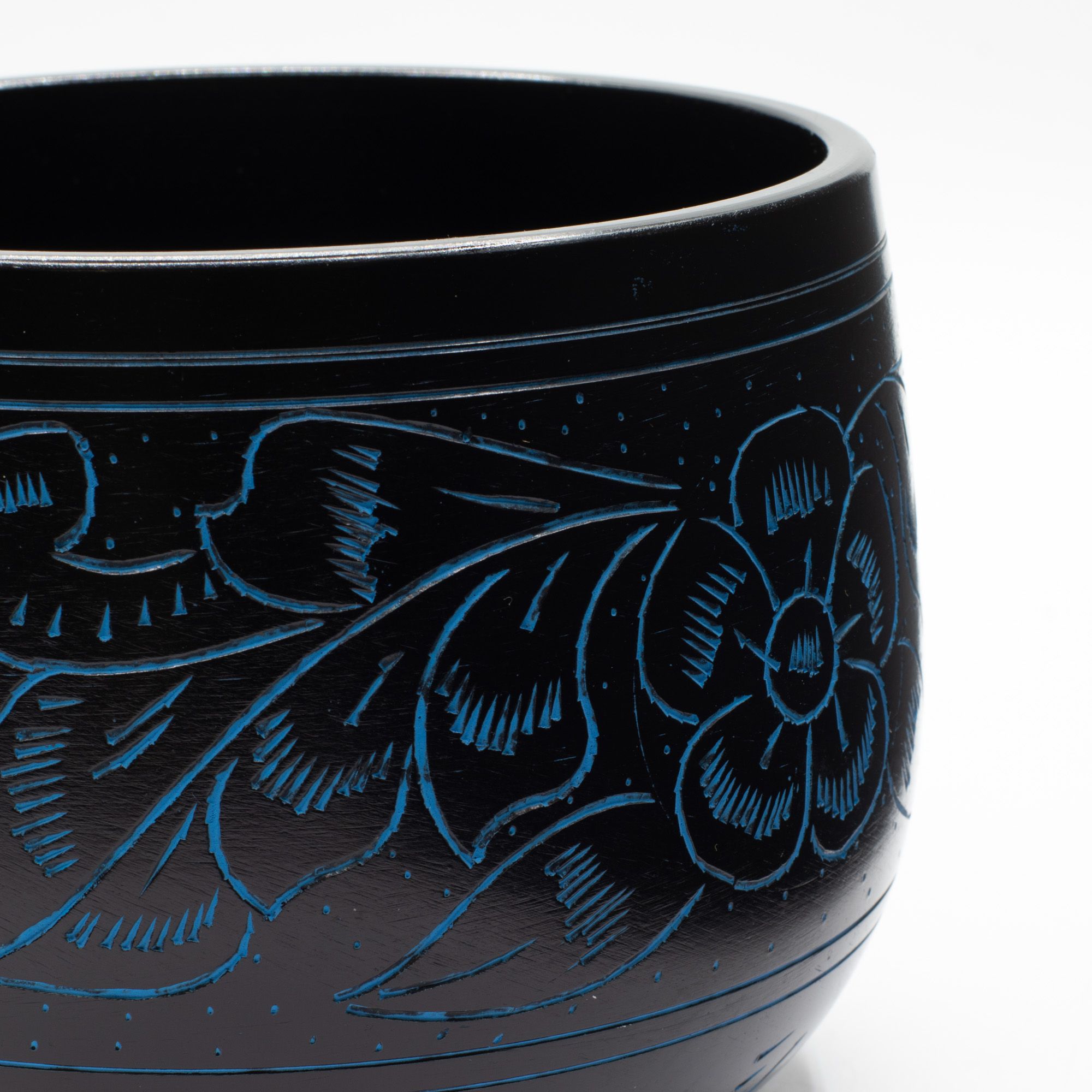 Cuenco tibetano de caldero - Hongo mágico - Azul (15 cm)