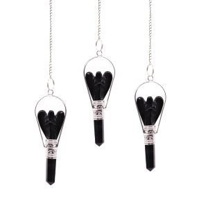 Péndulo de ángel con anillo de ágata negra