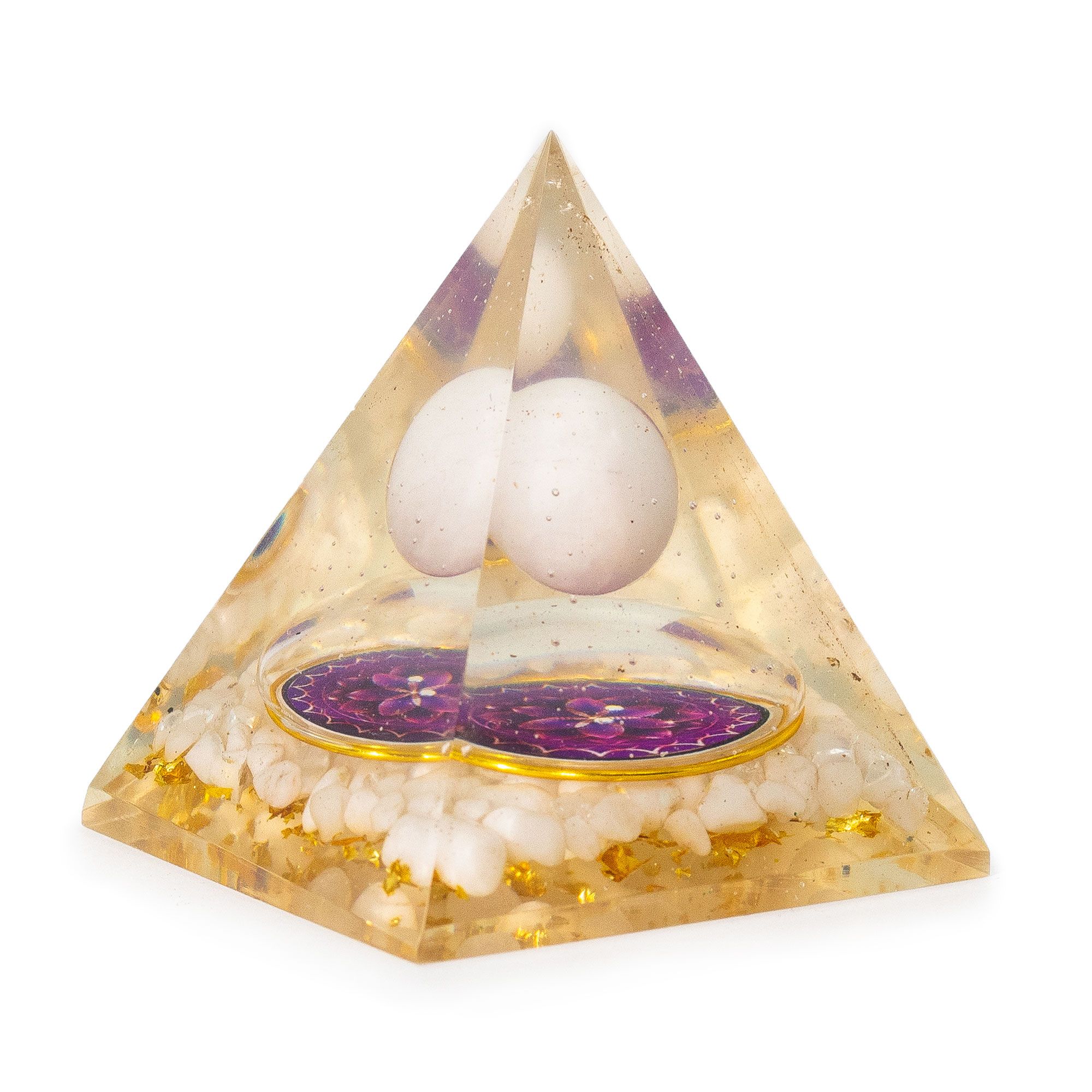 Pirámides de orgonita medianas 7x6 cm - Esfera de cuarzo flotante - Trozos de cuarzo - Imagen 2