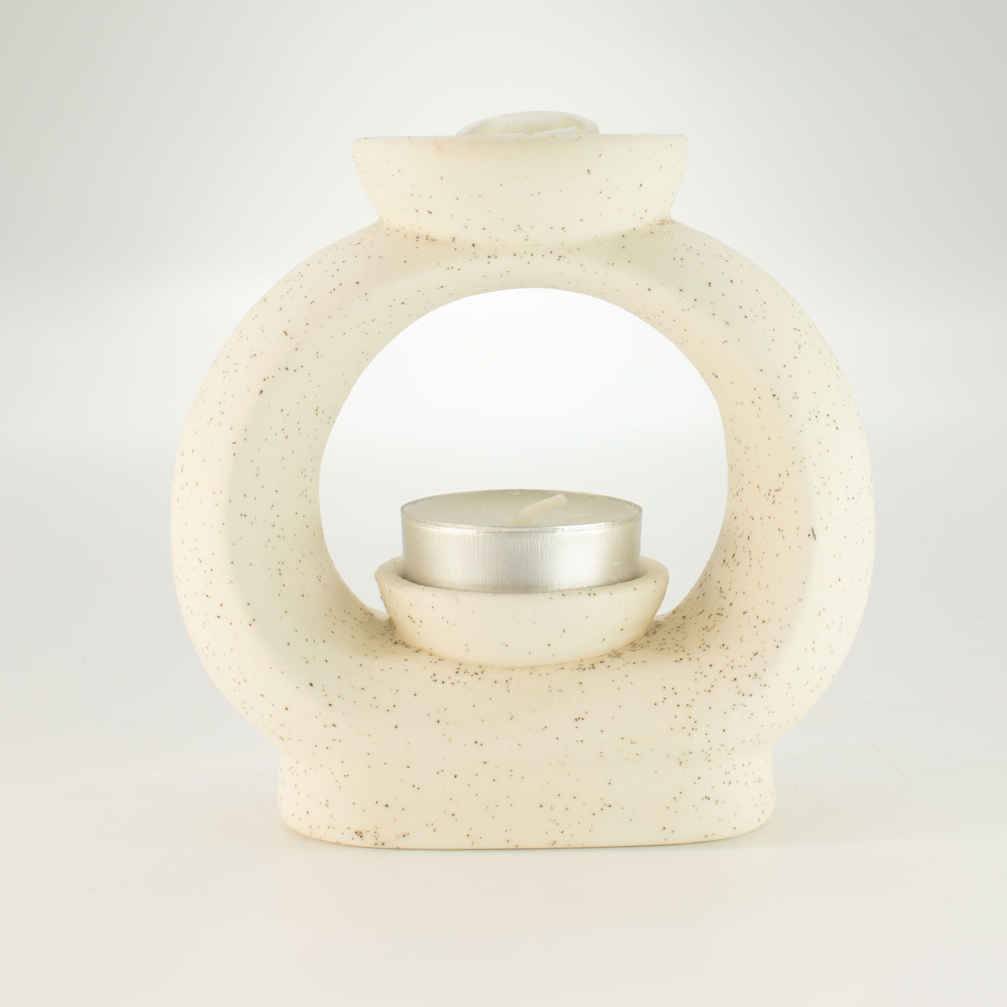 Quemador de aceite cerámico Zen - Gran ovalado de color guijarro - Blanco marfil moteado - Imagen 3