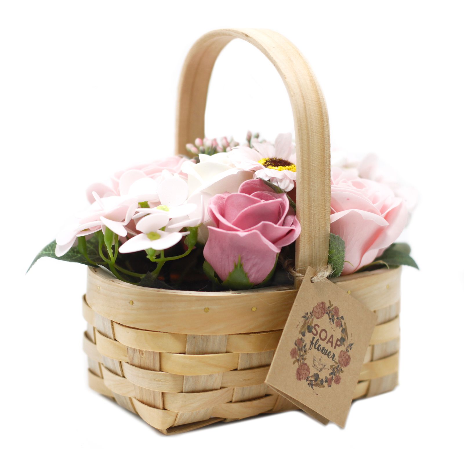 Ramo en canasta de mimbre - rosa med - Imagen 2