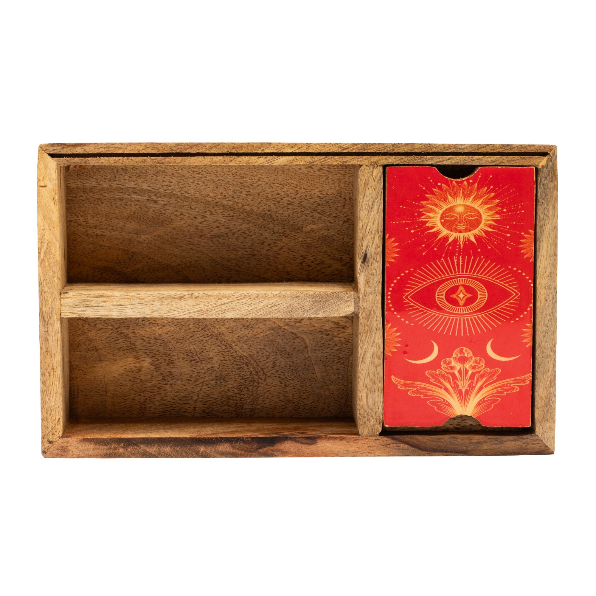 Caja de Tarot de Tres Secciones con Soporte para Cartas