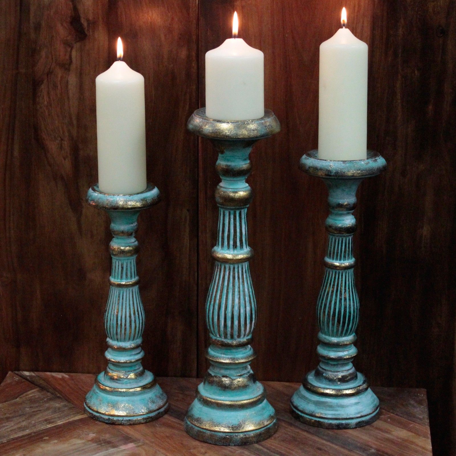 Soporte de vela grande - Turquois Gold - Imagen 2